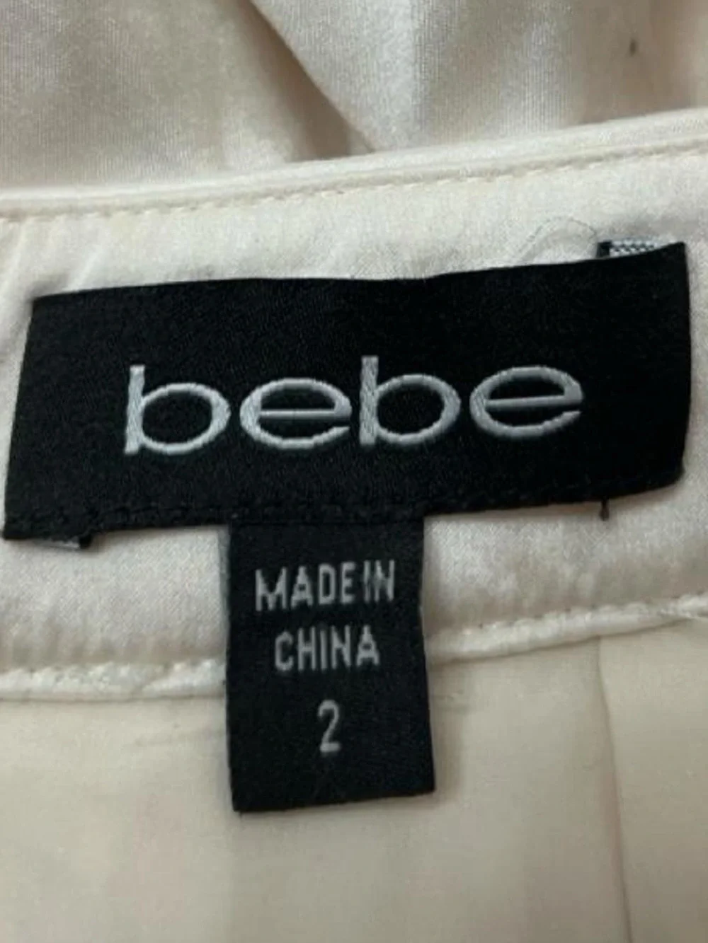 bebe Cream Mini Skirt with Black Lace Trim